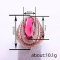 Rose Gold Large Red Oval Stone Multi Halo Cocktail Ring view 4