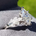 Silver Tone Marquise Clear Stone Leaf Band Ring Jewelry view 2