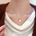 Gold Destiny Soul Mate Square Pendant Crystal Bead Necklace view 1