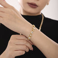 Geometric Square Round Zircon Bracelet Gold Steel Pair view 4