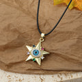 Gold Tone Crystal Star Realistic Eyeball Cord Necklaces view 5