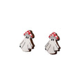 Halloween Wood Skull Ghost and Spider Stud Earrings in Nineteen Designs view 5