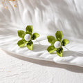 Pearl Centered Layered Metal Flower Stud Earrings in Five Colors view 2