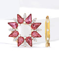 Circular Marquise Crystal Brooch in Red Multicolor and Blue view 4