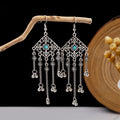 Thirty-Eight Silver Tone Turquoise Look Ethnic Earrings view 11