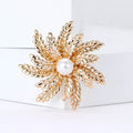 Radiating Fern Leaf Brooch With Pearl in Gold or Silver Tone view 2