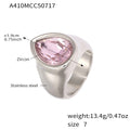 Chunky Teardrop Zircon Signet Rings Gold Steel Pink Clear view 7