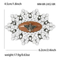 Crystal Bee Brooch With Brown Or Blue Center With Polished Metal Detail view 4