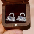 Silver Tone Crystal Handbag Stud Earrings Jewelry Piece view 6