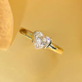 Gold Tone Heart Cut Clear Crystal Solitaire Ring Sizes 6-10 view 3