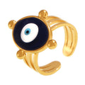 Blue Evil Eye Open Ring Gold Tone Triple Band Ball Accents view 5