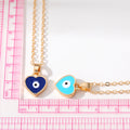 Gold Tone Heart Evil Eye Pendant Necklaces in Four Colors view 5