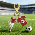 Enamel Soccer Player Jersey Keychain Gold Lobster Clasp view 3