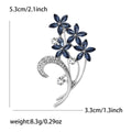 Curled Stem Crystal Flower Bouquet Brooch in Purple or Navy view 3