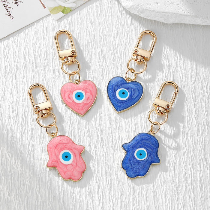 Pink and Blue Evil Eye Heart and Hamsa Clip Charms