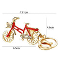 Enamel Bicycle Metal Keychain Gold Rhinestone Basket view 3