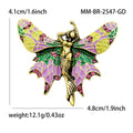 Detailed Winged Fairy Enamel Brooch in Gold or Silver Tone view 7