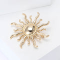 Wavy Sun Brooch with Polished Dome Center Decorative Metal Pin view 3