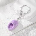 Mini Fuzzy Slipper Keychains Silver Ring Seven Bright Colors view 5