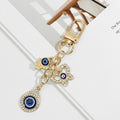 Blue Evil Eye Keychain With Rhinestone Teardrop And Hamsa Hand view 10