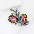 Branch Brooch With Large Teardrop Crystals Blue Rainbow view 3