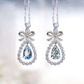 Silver Tone Bow Teardrop Crystal Pendant Necklaces view 1