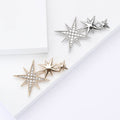 Triple Eight Point Star Rhinestone Cluster Brooch Pin view 1