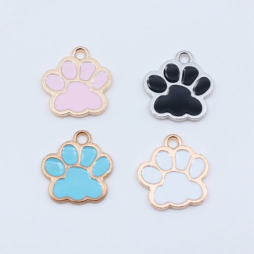 Blue Paw, White Paw, Pink Paw paw print enamel charms in image 2, shown in an alternate angle or finish view