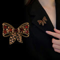 Ribbon Bow Crystal Metal Brooch Pin 4 x 4.8 cm for Jackets and Lapels view 4