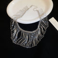 Layered Metal Chain Fringe Necklace in Gold and Silver Tones view 4