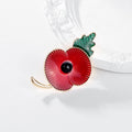 Red Gold Tone Poppy Flower Enamel Metal Brooch Pin view 4