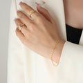 Gold Flat Diamond Link Chain Necklace and Bracelet Set view 6