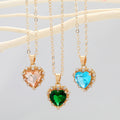 Gold Tone Faceted Heart Crystal Halo Pendant Necklaces in Three Colors view 1