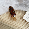 Brown Teardrop Hair Clip With Multicolor Crystals And Gallery White view 6