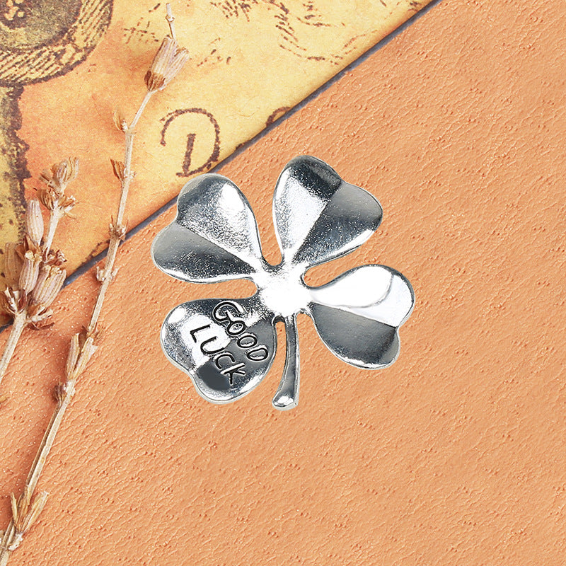 27mm Four-Leaf Clover GOOD LUCK Alloy Charm Pendant