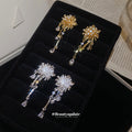 Crystal Firework Flower Gold And Silver Tone Dangle Earrings view 4