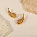 Polished Teardrop Stud Earrings Gold Or Silver Tone Metal view 4