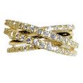 Gold Multi Band Crossover Pave Ring Clear Stones Sizes 6-10 view 5