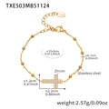 Gold Stainless Steel Zircon Cross Necklace Bracelet Ring Earrings view 8