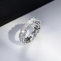 White Gold Tone Round Square Clear Stone Eternity Ring view 3