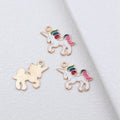 Gold Tone White Unicorn Enamel Charm with Rainbow Mane view 3