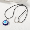 Round Resin Evil Eye Pendant Necklaces on Black Cords view 5