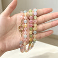 Pastel Faceted Glass Bead Necklace With Gold Tone Ring Clasp view 3