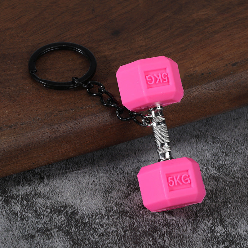 Fitness Barbell and Weight Plate Metal Keychain Gym Bag Charm