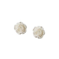 White Cream Rose Flower Stud Earrings Pearlescent Pair view 5