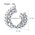 Silver Tone Wheat Wreath Pearl Look Metal Brooch Pin view 2