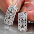 Marquise Leaf Openwork Wide Hoop Earrings In Silver Tone view 4