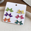 Butterfly Stud Earring Sets in Color and Silver Tone view 6