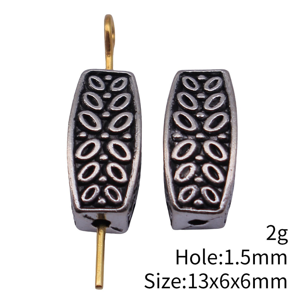 13x6x6mm 2g Antique Silver Zinc Alloy Carved Rectangular Tube Spacer Beads for Bracelet Making