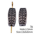 Etched Rectangular Small-Hole Bead in Antique Silver Tone view 3